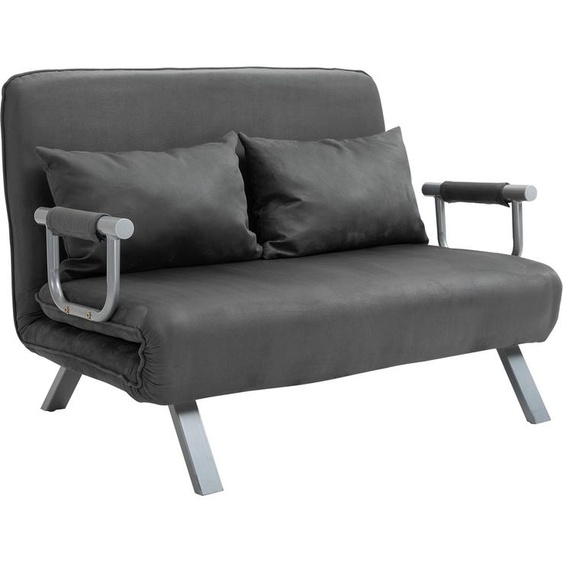 Canapé-lit 2 places Fortuna Lai avec accoudoirs 65x69x80cm Fauteuil de couchage 3 en 1, lit dappoint, matelas pliant, imitation daim, gris