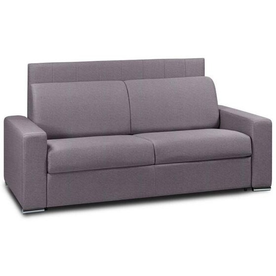 Canapé lit 3 places LEVALLOIS EXPRESS LATTES 140cm tête de lit intégrée tweed violet matelas 16 cm