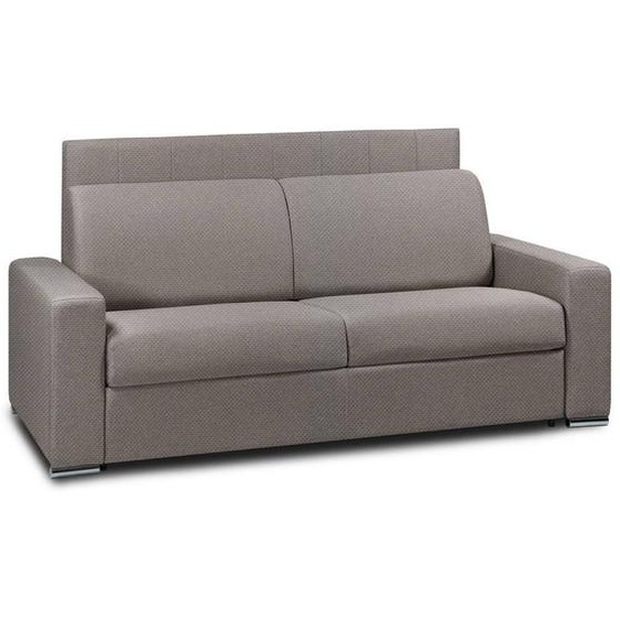 Canapé lit 3 places EXPRESS LATTES RENATONISI 140cm tête de lit intégrée tissu tweed luna gris taupe