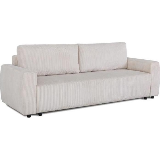 Canapé-lit - 3 places - PHARELL - Velours beige - Espace de rangement - 231 x 84 x 91 cm