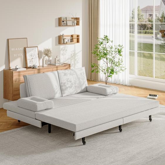 Canapé-lit blanc 90x200 cm, convertible 180x200 cm, lit dappoint, confortable, rangement, salon, chambre