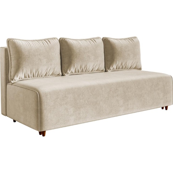 Canapé-lit CAMILO, canapé avec fonction sommeil et coffre de lit, couleur : beige, tissu velours