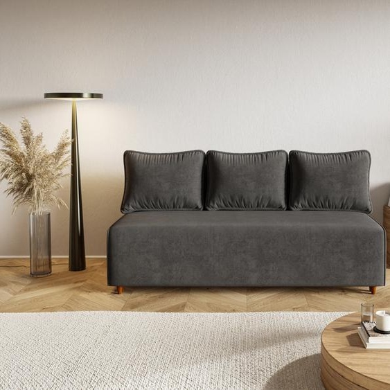 Canapé-lit CAMILO, canapé avec fonction sommeil et coffre de lit, couleur : gris, tissu velours