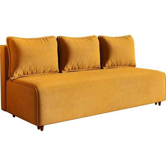 Canapé-lit CAMILO, canapé avec fonction sommeil et coffre de lit, couleur : orange, tissu velours