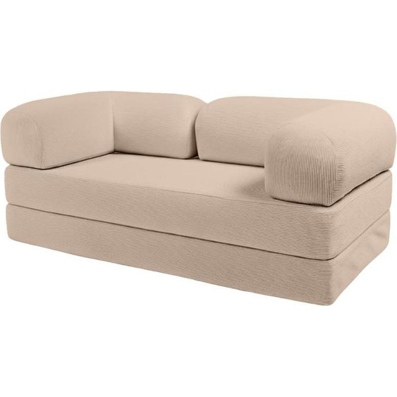 Canapé lit compressé modulable en velours côtelé BANANAIR 90x180 cm beige