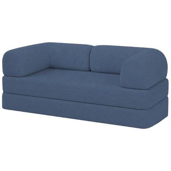 Canapé lit compressé modulable en velours côtelé BANANAIR 90x180 cm bleu