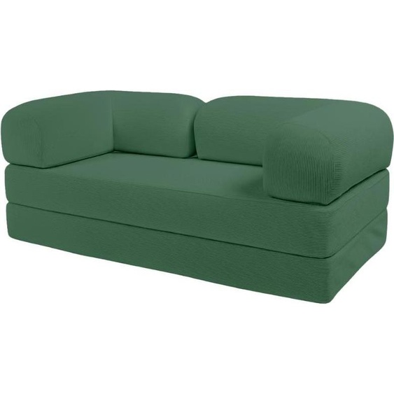 Canapé lit compressé modulable en velours côtelé BANANAIR 90x180 cm vert