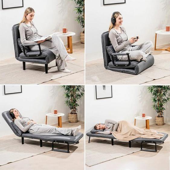 Canapé-lit Convertible 1 Place - Fauteuil Gaming, Fauteuil de Sol, chauffeuse, chaise longue, Lit Simple - Déhoussable, Accoudoirs