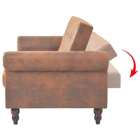 Canapé-lit convertible avec accoudoir Daim synthétique Marron Mothinessto LY3658