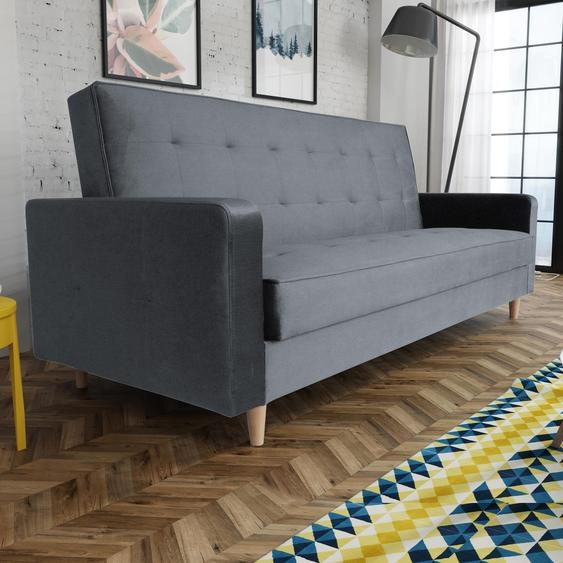 Canapé lit en style scandinave Bamako Canapé tapissé avec pieds en bois Canapé avec fonction de couchage Canapé lit en velours, couleur : anthracite, Paros 06