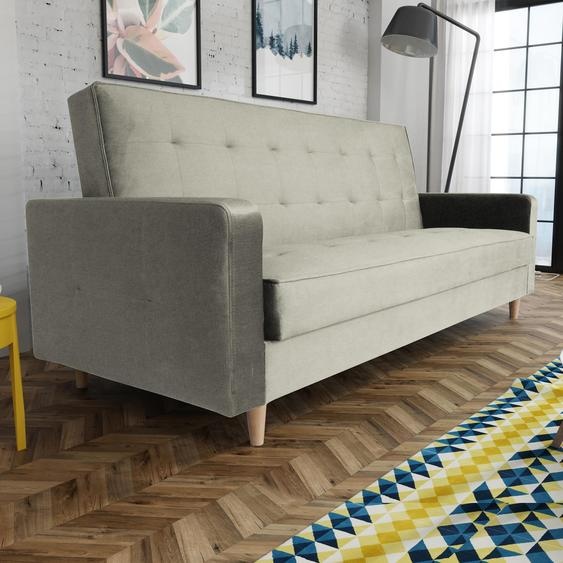Canapé lit en style scandinave Bamako Canapé tapissé avec pieds en bois Canapé avec fonction de couchage Canapé lit en velours, couleur : crème, Paros 01