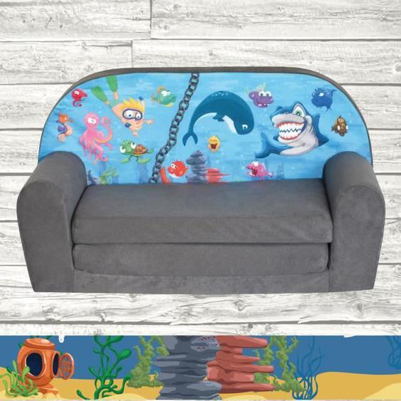 Canapé lit enfant Ocean II - FORTISLINE - Bleu - Enfant - Microfibre - Mixte