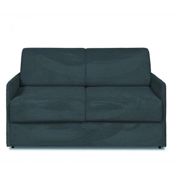 Canapé lit express COLOSSE 140 cm matelas 22 cm à mémoire de forme velours côtelé azur