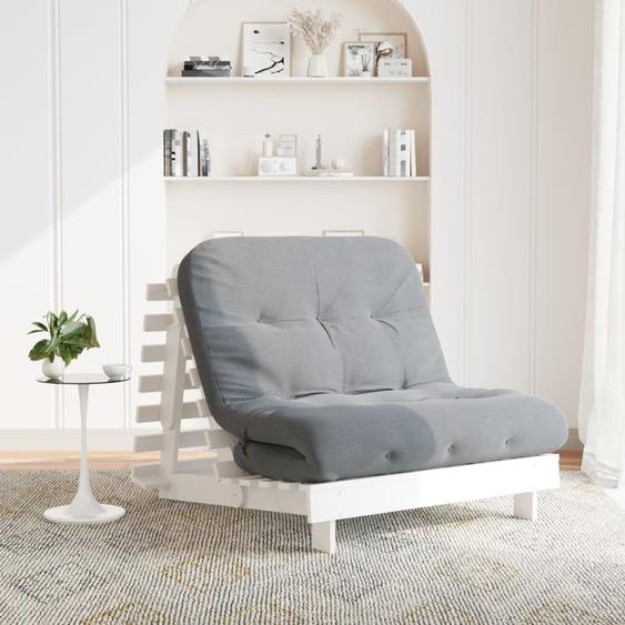 Canapé-lit futon avec matelas 100x206x11 cm bois massif de pin