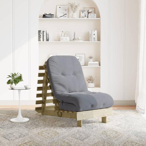 Canapé-lit futon avec matelas 60x206x11 cm bois de pin imprégné