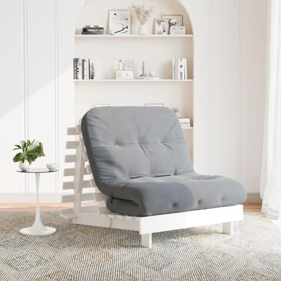 Canapé-lit futon avec matelas 90x206x11 cm bois massif de pin