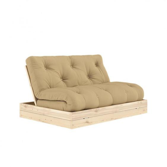 Canapé lit futon FLIP Beige Blé couchage 140 x 200 cm