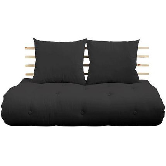 Canapé lit futon SHIN SANO gris foncé et pin massif couchage 140*200 cm.