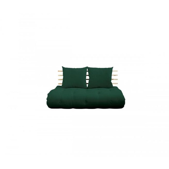 Canapé lit futon SHIN SANO vert forêt et pin massif couchage 140*200 cm.