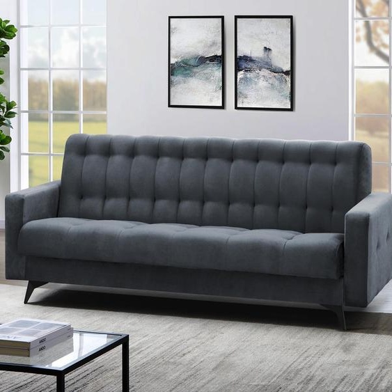 Canapé lit GRETA BIS avec noyau de ressort Bonnell, canapé avec fonction de couchage boîte de lit Canapé avec matelassage (tissu : paros 06 - anthracite)