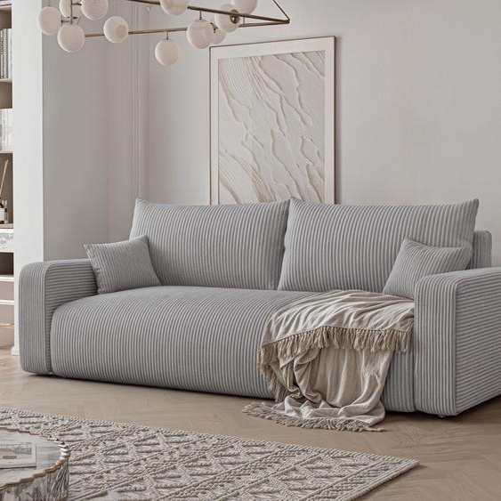 Canapé-lit indépendant PIANO avec fonction sommeil et espace de rangement Canapé-lit 3 places Canapé moderne Tissu velours côtelé Poso 110 Gris