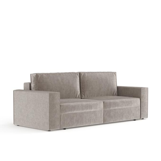 Canapé-lit Livia Interiors Leo 247x99 cm, canapé avec fonction couchage et rangement, canapé 3 personnes, tissu velours Piano Velvet, couleur taupe