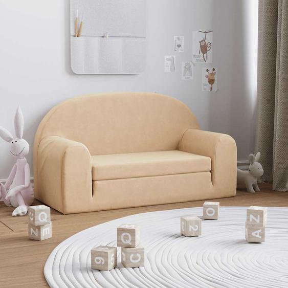 Canapé-lit pour enfants 2 places crème peluche douce