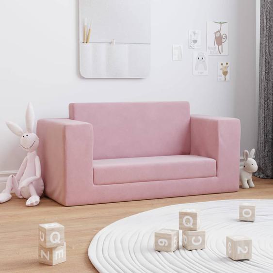 Canapé-lit pour enfants 2 places rose peluche douce