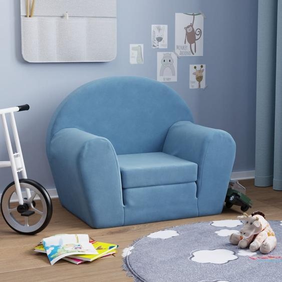 Canapé-lit pour enfants bleu peluche douce