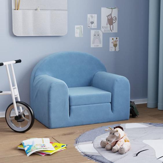 Canapé-lit pour enfants bleu peluche douce