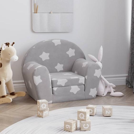 Canapé-lit pour enfants gris clair avec étoiles peluche douce