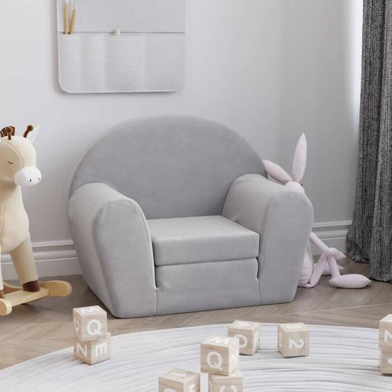 Canapé-lit pour enfants gris clair peluche douce