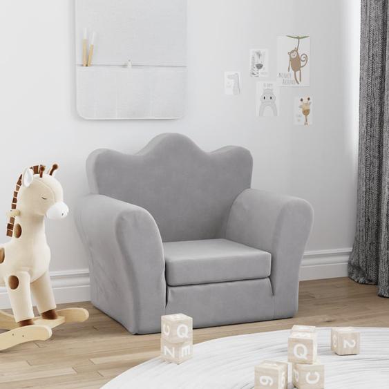 Canapé-lit pour enfants gris clair peluche douce