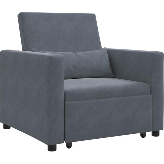 Canapé-lit escamotable simple avec des roues Gris foncé Velours
