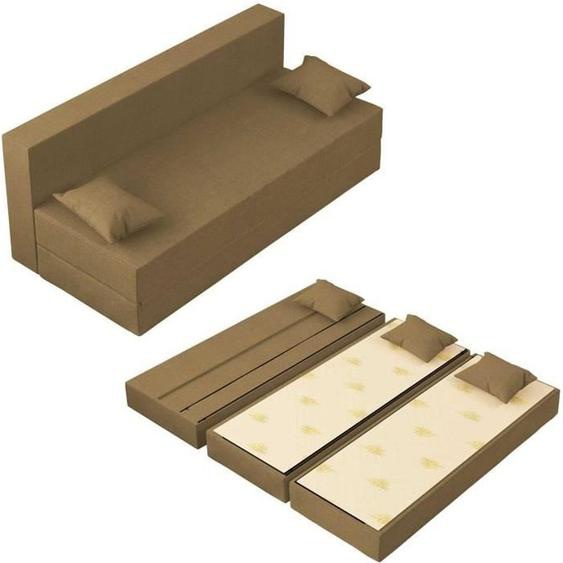 Canapé Lit TreTris Convertible Modulable Réversible 3 places - Tissu dehoussable et lavable Couleur Or