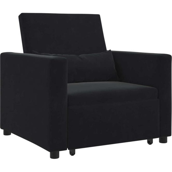 Canapé-lit escamotable simple avec des roues Noir Velours