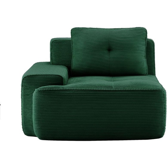 Canapé modulable Cordelia en velours, avec coussins, élément dangle, 104 x 104 x 83 cm, vert