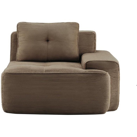 Canapé modulable en velours Cordelia RSF, avec coussins, élément dangle, 104 x 104 x 83 cm, marron