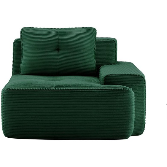Canapé modulable en velours Cordelia RSF, avec coussins, élément dangle, 104 x 104 x 83 cm, vert