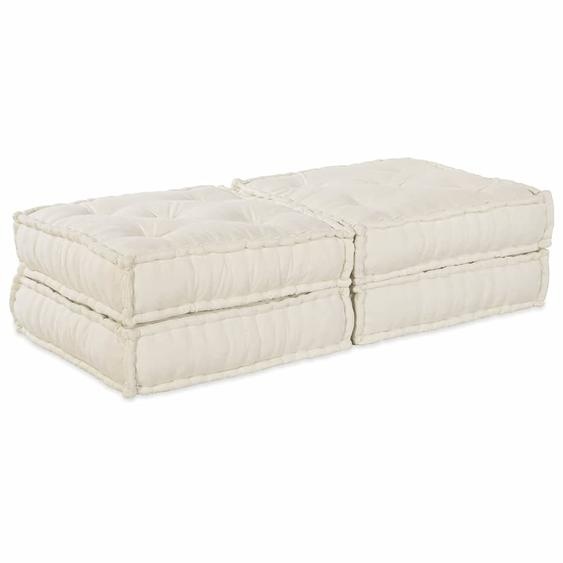 Canapé Modulable 2 pcs Crème 140 x 70 x 36 cm tissu