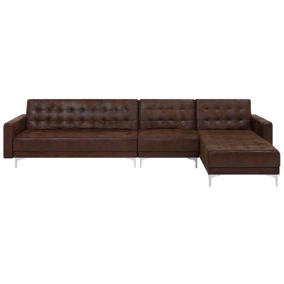 Canapé modulaire en simili cuir marron côté gauche ABERDEEN - BELIANI - Vintage - Convertible - 5 places