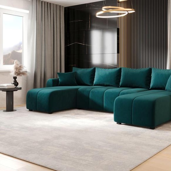 CANAPE MOLISA U Itaka 39 turquoise avec fonction sommeil Canapé en U avec coffre de rangement Canapé salon Canapé-lit Coffre de rangement Canapé-lit