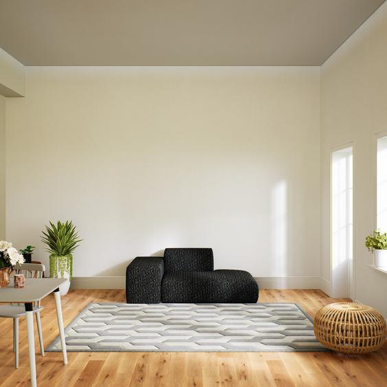 Canapé - Noir Lave, forme arrondie, canapé bas et profond pour salon, en tissu sans pieds - 182 x 72 x 107 cm, modulable