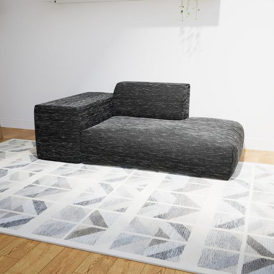 Canapé - Noir Lave, forme arrondie, canapé bas et profond pour salon, en tissu sans pieds - 182 x 72 x 107 cm, modulable