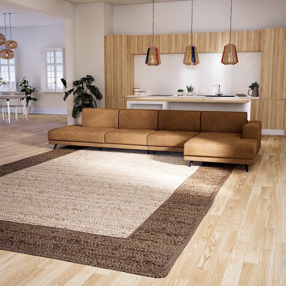 Canapé - Noix, modèle épuré, canapé pour salon, en tissu avec pieds personnalisables - 384 x 75 x 162 cm, modulable