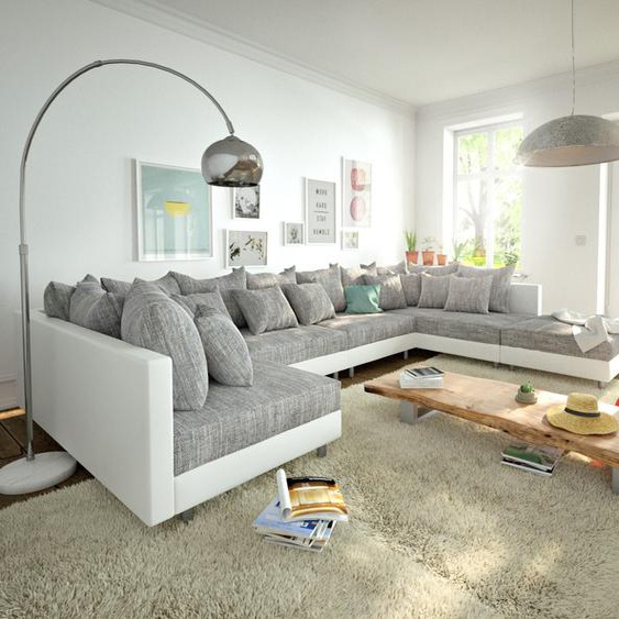 Canapé-panoramique Clovis XL Blanc Gris clair Tabouret de canapé modulable, Design Canapés panoramiques, Couch Loft, Modulsofa, modular