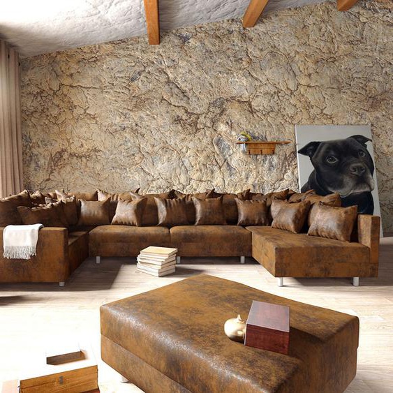 Canapé-panoramique  Clovis XL modulable marron antique tabouret accoudoir, Design Canapés panoramiques, Couch Loft, Modulsofa, modular