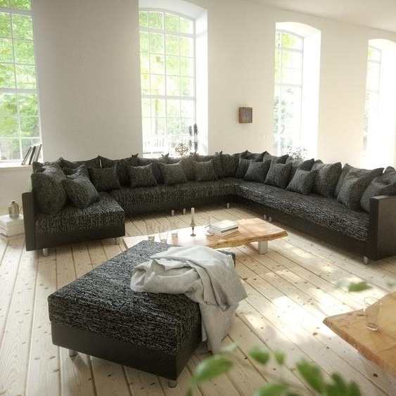 Canapé-panoramique Clovis XXL noir modulable tabouret poufs droite, Design Canapés panoramiques, Couch Loft, Modulsofa, modular