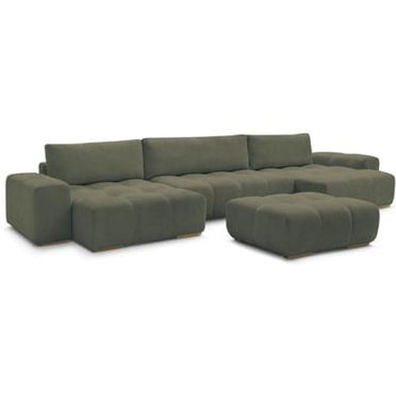 Canapé panoramique fixe ANAKIN tissu bouclette avec pouf