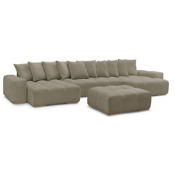 Canapé panoramique fixe ANAKIN tissu texturé avec pouf